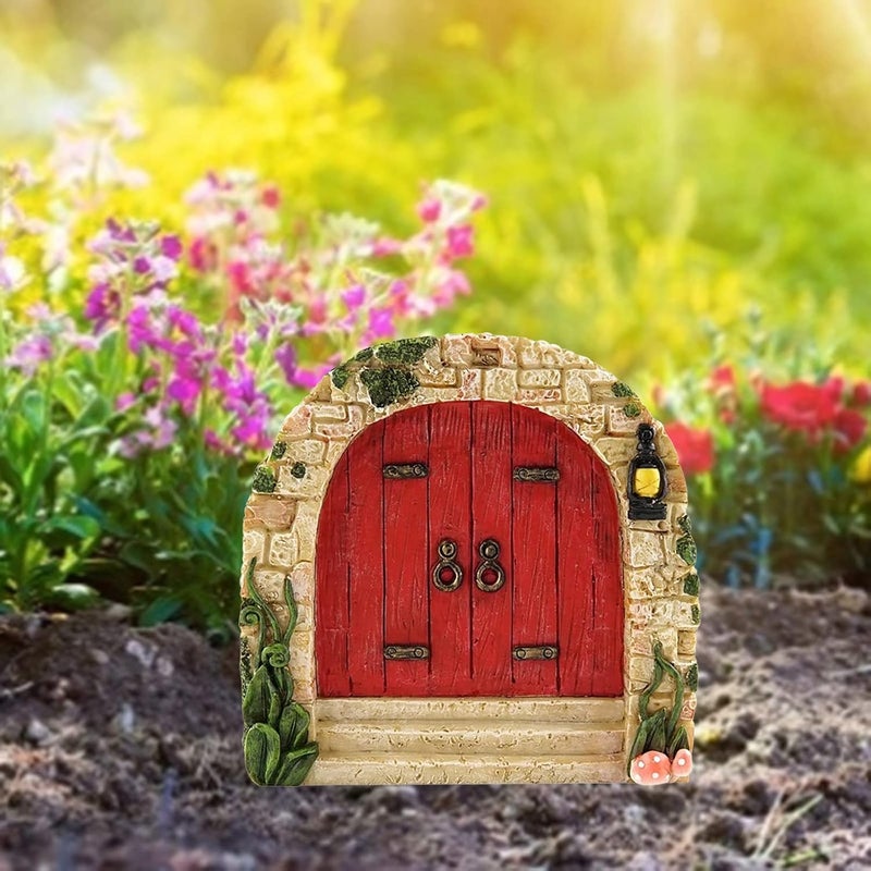 SETOFI Fairy Door for Tree, Wooden Fairy Doors Elf Door Miniature Wood Doors for Garden Yard Trees Ornaments (G) - Image 4